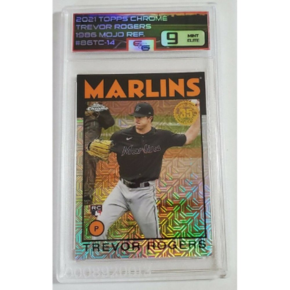 2021 Topps Silver Mojo Refractor 86TC-14 Trevor Rogers Marlins RC Graded 9 ECG